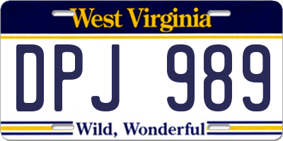 WV license plate DPJ989