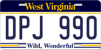 WV license plate DPJ990