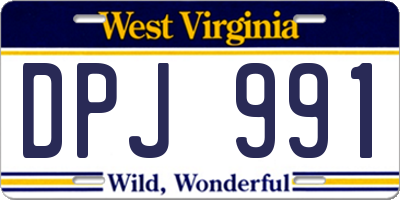 WV license plate DPJ991