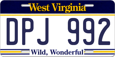 WV license plate DPJ992