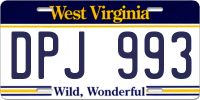 WV license plate DPJ993