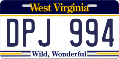WV license plate DPJ994