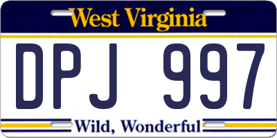 WV license plate DPJ997