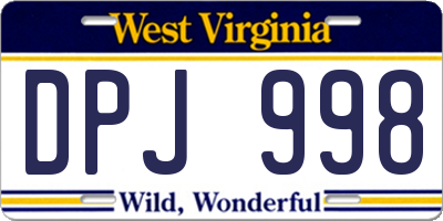 WV license plate DPJ998