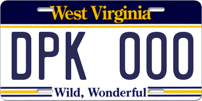 WV license plate DPK000