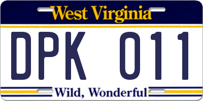 WV license plate DPK011