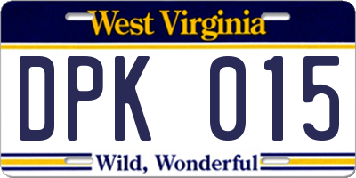 WV license plate DPK015