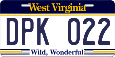 WV license plate DPK022