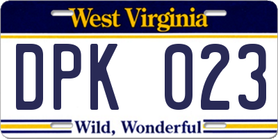 WV license plate DPK023