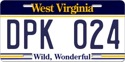 WV license plate DPK024