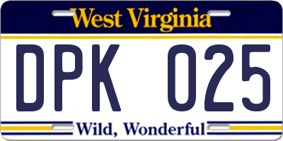 WV license plate DPK025