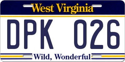WV license plate DPK026