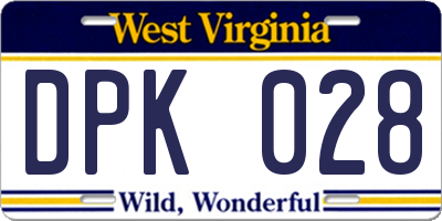 WV license plate DPK028