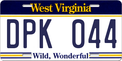 WV license plate DPK044