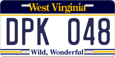 WV license plate DPK048