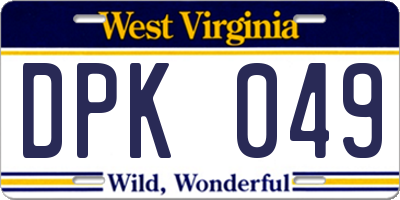 WV license plate DPK049