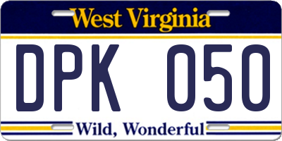WV license plate DPK050