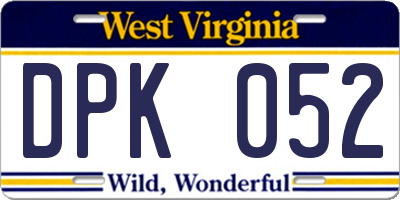 WV license plate DPK052