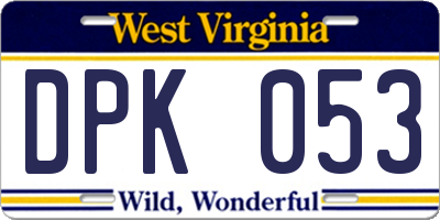WV license plate DPK053