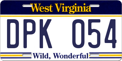 WV license plate DPK054