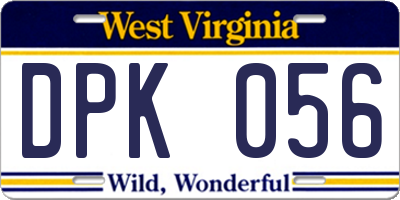 WV license plate DPK056