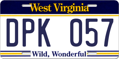 WV license plate DPK057
