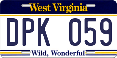 WV license plate DPK059