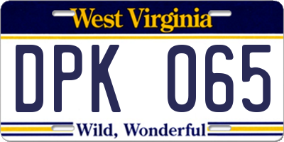 WV license plate DPK065