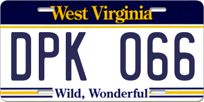 WV license plate DPK066