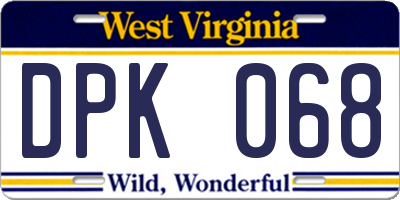 WV license plate DPK068