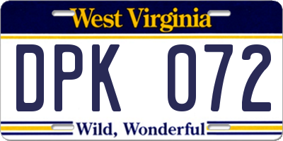 WV license plate DPK072