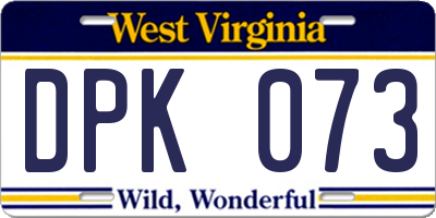 WV license plate DPK073