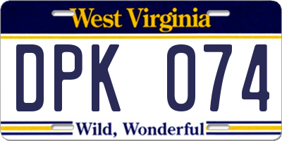 WV license plate DPK074