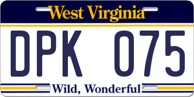 WV license plate DPK075