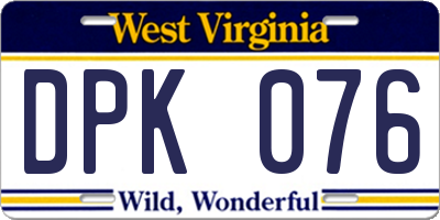 WV license plate DPK076