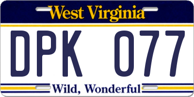 WV license plate DPK077