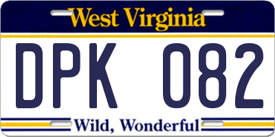 WV license plate DPK082