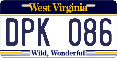 WV license plate DPK086