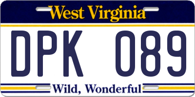 WV license plate DPK089