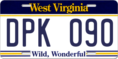WV license plate DPK090
