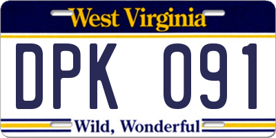 WV license plate DPK091
