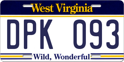 WV license plate DPK093