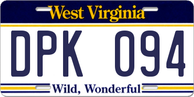 WV license plate DPK094