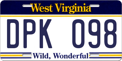 WV license plate DPK098