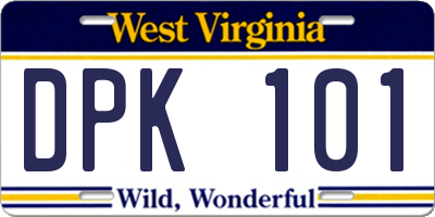 WV license plate DPK101