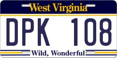 WV license plate DPK108