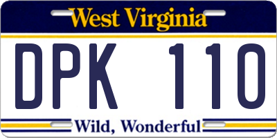 WV license plate DPK110