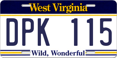 WV license plate DPK115
