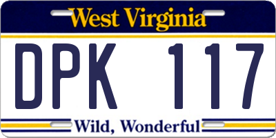 WV license plate DPK117