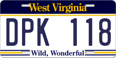 WV license plate DPK118